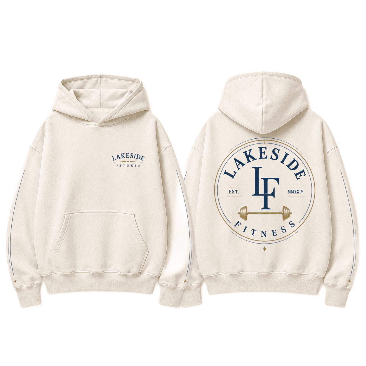 Barbell Emblem Hoodie in Cream